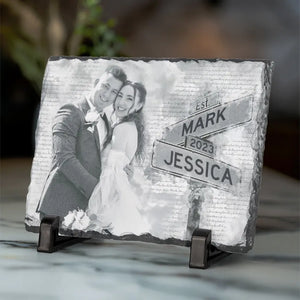 Photo personnalisée « Tu es la meilleure chose qui me soit jamais arrivée » - Pierre rectangulaire personnalisée avec support pour couple - Cadeau pour mari et femme, anniversaire