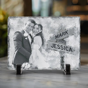 Photo personnalisée « Tu es la meilleure chose qui me soit jamais arrivée » - Pierre rectangulaire personnalisée avec support pour couple - Cadeau pour mari et femme, anniversaire
