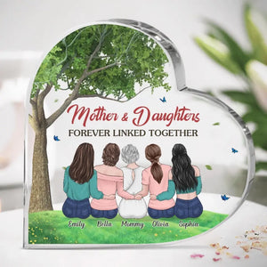 Nous sommes liés à jamais - Plaque acrylique personnalisée en forme de cœur pour la famille - Cadeau pour maman et fille