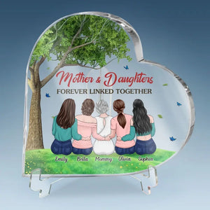 Nous sommes liés à jamais - Plaque acrylique personnalisée en forme de cœur pour la famille - Cadeau pour maman et fille