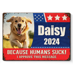 Photo personnalisée « Paws At The Polls » - Plaque en métal personnalisée pour chien et chat - Cadeau de pendaison de crémaillère pour propriétaires et amoureux des animaux