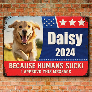 Photo personnalisée « Paws At The Polls » - Plaque en métal personnalisée pour chien et chat - Cadeau de pendaison de crémaillère pour propriétaires et amoureux des animaux