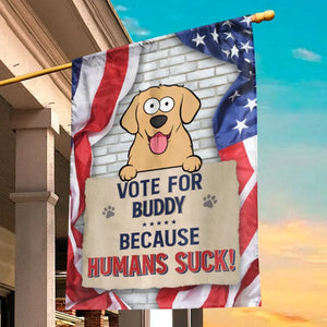 Arrêtez de me regarder et votez ! Drapeau personnalisé pour chien et chat ! Cadeau pour propriétaires et amoureux des animaux