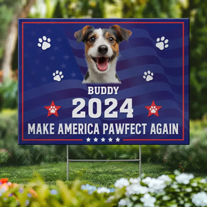 Photo personnalisée « Ami à quatre pattes, mon vote est pour toi » – Panneau de jardin personnalisé pour chien et chat – Cadeau pour propriétaires et amoureux des animaux