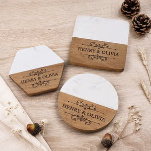 Ensemble, c'est un endroit merveilleux où être - Dessous de verre en bois et marbre personnalisé pour couple - Cadeau pour mari et femme, anniversaire