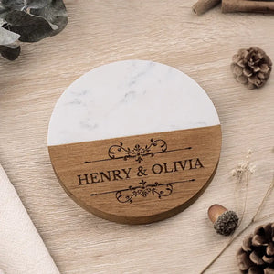 Ensemble, c'est un endroit merveilleux où être - Dessous de verre en bois et marbre personnalisé pour couple - Cadeau pour mari et femme, anniversaire
