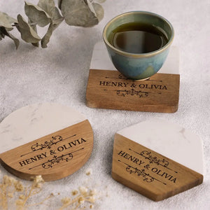 Ensemble, c'est un endroit merveilleux où être - Dessous de verre en bois et marbre personnalisé pour couple - Cadeau pour mari et femme, anniversaire