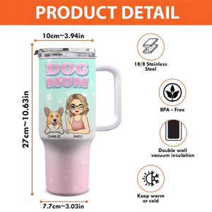 Tout ce que je sais, je l'ai appris des chiens - Gobelet personnalisé en acier inoxydable de 1 134 ml avec poignée - Cadeau pour les propriétaires et les amoureux des animaux