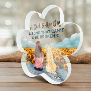Nous avons un lien indéfectible - Plaque commémorative personnalisée en acrylique en forme de patte - Cadeau de condoléances pour les propriétaires et les amoureux des animaux