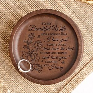 Au contact de l'amour, chacun devient poète - Plat à bijoux en bois personnalisé pour couple - Cadeau pour mari et femme, anniversaire