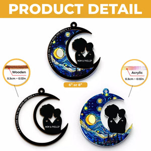 Je t'aime jusqu'à la lune et retour - Attrape-soleil personnalisé à suspendre pour fenêtre - Cadeau pour maman, fils, fille