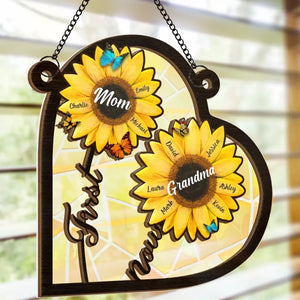 D'abord maman, maintenant grand-mère - Attrape-soleil personnalisé à suspendre à la fenêtre - Cadeau pour maman et grand-mère