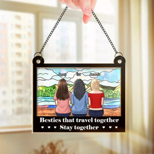Les meilleures amies voyagent ensemble - Attrape-soleil personnalisé à suspendre à la fenêtre - Cadeau pour meilleures amies, meilleures amies, sœurs