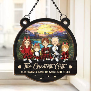 La magie de Noël, c'est la famille ! Attrape-soleil personnalisé à suspendre à la fenêtre ! Cadeau de Noël pour les membres de la famille