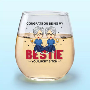 Félicitations pour être devenue ma sœur - Verre à vin personnalisé Bestie - Cadeau pour meilleures amies, meilleures amies, sœurs