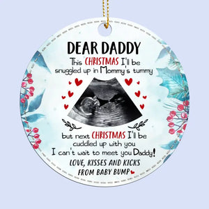 Photo personnalisée : avancez dans ce voyage d'amour et de joie ! Ornement en cuir personnalisé pour la famille ! Cadeau de Noël pour bébé, enfant et nouveau-né.