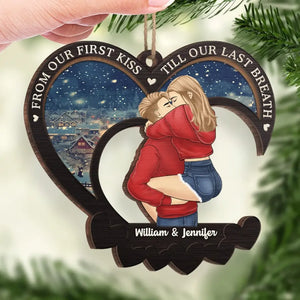 Embrasse-moi comme si c'était la dernière fois - Ornement personnalisé pour couple - Forme en bois personnalisée - Cadeau de Noël pour mari et femme, anniversaire