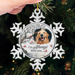 Photo personnalisée : la mort met fin à une vie, pas à une relation - Ornement commémoratif personnalisé - Forme personnalisée en métal - Cadeau de condoléances, cadeau de Noël pour propriétaires d'animaux et amoureux des animaux