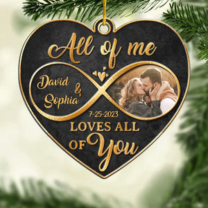 Photo personnalisée L'amour est la beauté de l'âme - Ornement personnalisé pour couple - Forme personnalisée en métal - Cadeau de Noël pour mari et femme, anniversaire