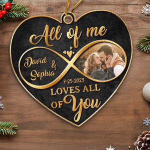 Photo personnalisée L'amour est la beauté de l'âme - Ornement personnalisé pour couple - Forme personnalisée en métal - Cadeau de Noël pour mari et femme, anniversaire