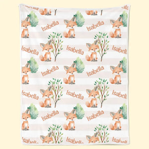 Que dit le renard ? Couverture personnalisée pour bébé – Cadeau pour bébé, enfant et nouveau-né