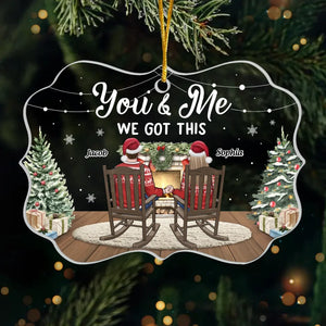 Câlins de Noël avec vous et nos amis à quatre pattes - Ornement personnalisé pour couple - Forme Benelux en acrylique - Cadeau de Noël pour mari, femme, anniversaire, propriétaires d'animaux, amoureux des animaux