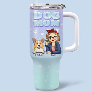 Tout ce que je sais, je l'ai appris des chiens - Gobelet personnalisé en acier inoxydable de 1 134 ml avec poignée - Cadeau pour les propriétaires et les amoureux des animaux