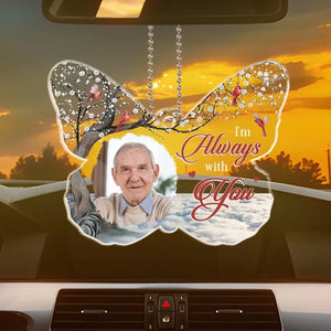 Photo personnalisée « Je sais que je ne conduis jamais seul » - Ornement de voiture personnalisé commémoratif - Forme personnalisée en acrylique - Nouveauté, cadeau de condoléances pour les membres de la famille AMZ