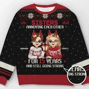 L'amitié ne finit jamais - Sweat-shirt personnalisé pour meilleure amie - Pull en laine unisexe - Cadeau de Noël pour meilleures amies, meilleures amies, sœurs