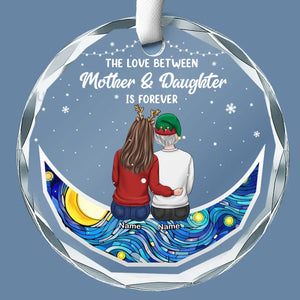 L'amour entre mère et fille est éternel - Décoration de Noël personnalisée en verre - Cadeau pour maman et fille