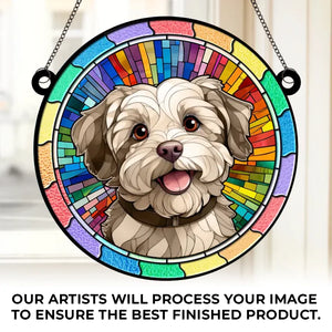 Photo personnalisée, aimée pour toujours, jamais oubliée - Ornement attrape-soleil personnalisé à suspendre à une fenêtre - Cadeau de condoléances pour les propriétaires et les amoureux des animaux