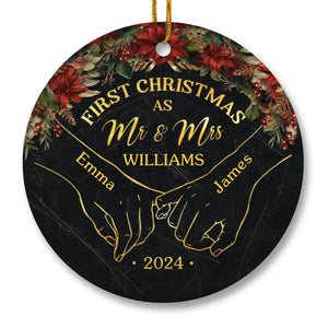 Mon cœur est aussi rempli que ces lumières de Noël sont brillantes - Ornement personnalisé pour couple - Forme ronde en céramique - Cadeau de Noël pour mari et femme, anniversaire, premier Noël