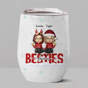 Notre amitié dure pour toujours - Verre à vin personnalisé Bestie - Cadeau de Noël pour meilleures amies, meilleures amies, sœurs