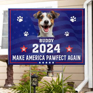 Photo personnalisée Ami à quatre pattes, mon vote est pour toi - Panneau de jardin personnalisé pour chien et chat - Cadeau pour propriétaires d'animaux, amoureux des animaux AMZ