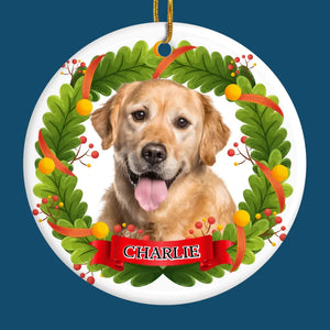 Photo personnalisée : Gardez votre animal près de votre cœur à Noël - Ornement personnalisé pour chien et chat - Forme ronde en céramique - Cadeau de Noël pour les propriétaires d'animaux et les amoureux des animaux