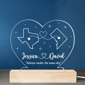Ensemble sous un même ciel - Lampe LED 3D personnalisée pour couple - Cadeau pour mari et femme, anniversaire