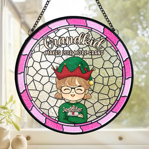Les petits-enfants rendent la vie plus belle - Attrape-soleil personnalisé à suspendre sur un vitrail familial - Cadeau de Noël pour grand-mère et grand-père