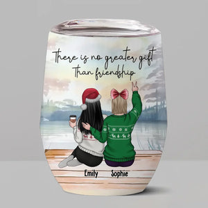 Amis pour toujours, quelle que soit la distance qui les sépare - Verre à vin personnalisé Bestie - Cadeau de Noël pour meilleures amies, meilleures amies, sœurs