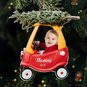 Photo personnalisée célébrant la saison avec notre plus petite raison - Ornement personnalisé familial personnalisé - Forme personnalisée en acrylique - Cadeau de Noël pour bébé, enfant, nouveau-né, premier Noël