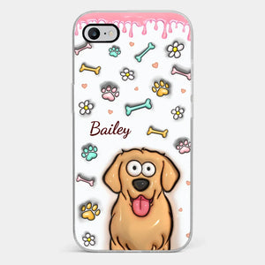 Le cœur d'une maman d'animaux est une mosaïque d'empreintes de pattes - Coque de téléphone transparente personnalisée avec effet gonflé 3D pour chien et chat - Cadeau pour les propriétaires et les amoureux des animaux