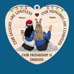 Notre amitié est infinie - Décoration personnalisée pour meilleure amie - Forme en bois personnalisée - Cadeau de Noël pour meilleures amies, meilleures amies, sœurs