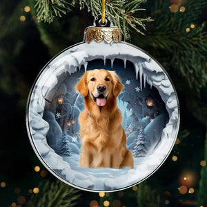 Photo personnalisée « Le Père Noël arrive en ville » - Décoration personnalisée pour chien et chat - Forme personnalisée en acrylique - Cadeau de Noël pour propriétaires et amoureux des animaux