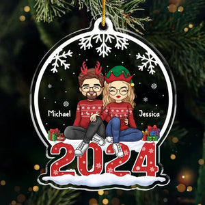 Parfait pour accrocher sur le sapin et chérir les souvenirs - Ornement personnalisé pour couple - Forme personnalisée en acrylique - Cadeau de Noël pour mari et femme, anniversaire