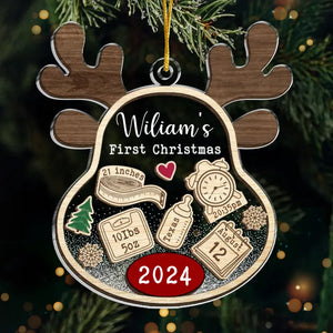 Notre petit renne est prêt pour sa première balade en traîneau ! - Décoration familiale personnalisée - Acrylique en forme personnalisée - Cadeau de Noël pour bébé, nouveau-né, premier Noël