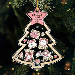 Petit cadeau adorable sous le sapin - Décoration personnalisée pour la famille - Forme personnalisée en acrylique - Cadeau de Noël pour bébé, nouveau-né, premier Noël