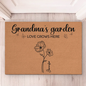 Le jardin préféré de grand-mère - Tapis décoratif personnalisé pour la maison - Cadeau de Noël pour grand-mère et petit-enfant