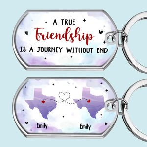 Une véritable amitié est un voyage sans fin - Porte-clés personnalisé Bestie - Cadeau pour meilleures amies, meilleures amies, sœurs