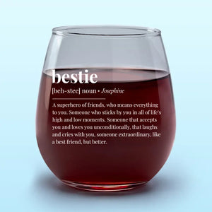 Le vin nous rassemble de la meilleure façon - Verre à vin personnalisé Bestie - Cadeau pour meilleures amies, meilleures amies, sœurs