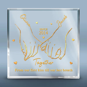 Je t'aime pour toujours et à jamais - Plaque acrylique carrée personnalisée pour couple - Cadeau de Noël pour mari et femme, anniversaire