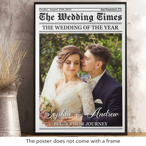 Photo personnalisée The Wedding Times - Affiche verticale personnalisée pour couple - Cadeau de Noël pour mari et femme, anniversaire, premier Noël